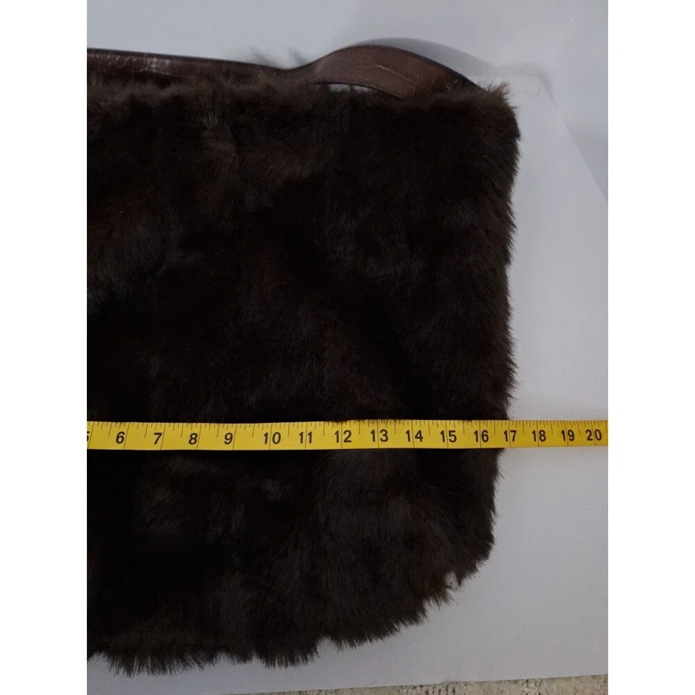 Bath & Body Works Faux Fur Purse Brown Shoulder Bag Oversized Vtg Y2K Style Hobo